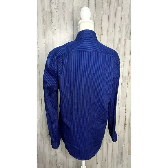 Ben Sherman Men's Tailored Slim Fit Striped Button-Up Shirt Blue‎ Size 15 - Picture 3 of 5